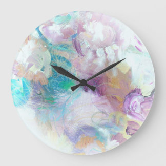 Blauwe Lila Abstracte wandklok