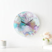 Blauwe Lila Abstracte wandklok (Huis)