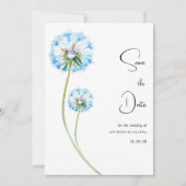 Blauwe lila groene paardenbloem bloemachtige Save Kaart (Voorkant)