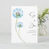 Blauwe lila groene paardenbloem bloemachtige Save Kaart (Staand voorkant)