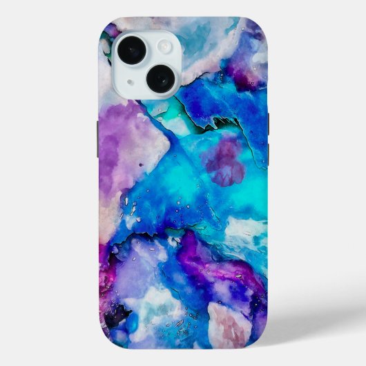 Blauwe Lilac Turquoise Abstract Waterverf Case-Mate iPhone Case (Achterkant)