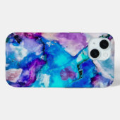 Blauwe Lilac Turquoise Abstract Waterverf Case-Mate iPhone Case (Achterkant (horizontaal))