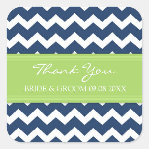 Blauwe Limoen Chevron Dank u bruiloft gunst Labels