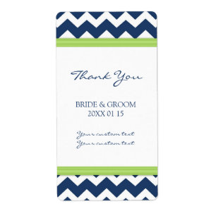 Blauwe Limoen Chevron trouwlabels Etiket
