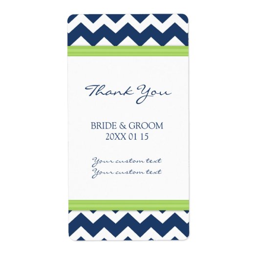 Blauwe Limoen Chevron trouwlabels Etiket (Voorkant)