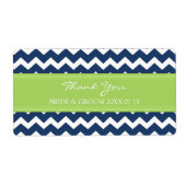 Blauwe Limoen Chevron trouwlabels Etiket (Voorkant)