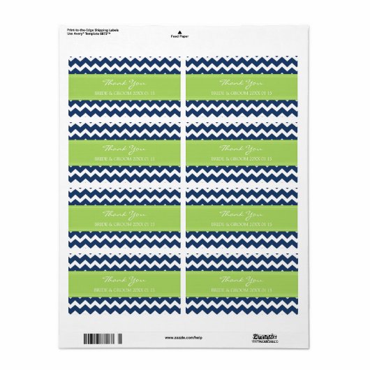 Blauwe Limoen Chevron trouwlabels Etiket (Full Sheet)
