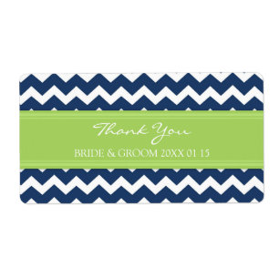 Blauwe Limoen Chevron Wedding Labels