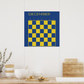 Blauwe Limoen ongedateerd geruite decemberkalender Poster (Keuken)