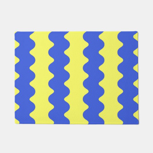 Blauwe Limoen Wavy Stripe Bold Entryway Accent Deurmat (Voorkant)