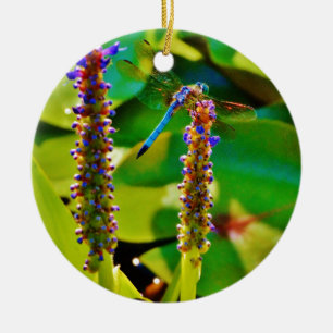 Blauwe limonade en bloemen keramisch ornament