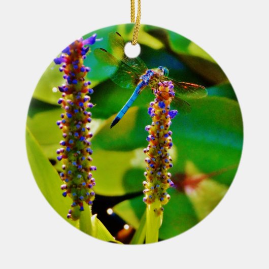 Blauwe limonade en bloemen keramisch ornament (Voorkant)