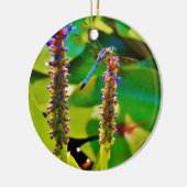 Blauwe limonade en bloemen keramisch ornament (Links)