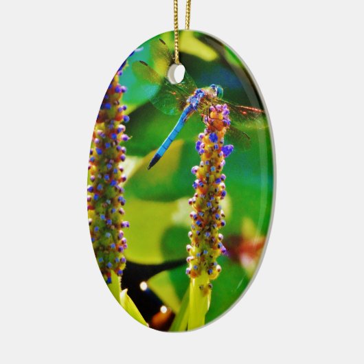 Blauwe limonade en bloemen keramisch ornament (Links)