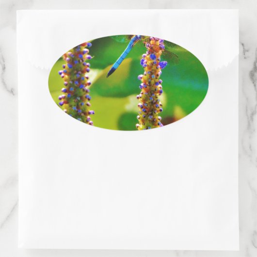 Blauwe limonade en bloemen ovale sticker (Tas)