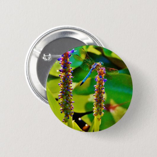 Blauwe limonade en bloemen ronde button 5,7 cm (Voorkant /achterkant)