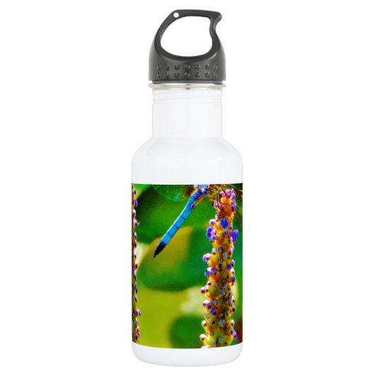 Blauwe limonade en bloemen waterfles (Voorkant)
