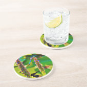 Blauwe limonade en bloemen zandsteen onderzetter (Zijkant)