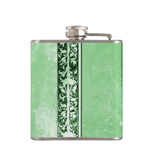 Blauwe limonade op zwart en groen heupfles (Achterkant)