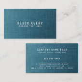 Blauwe linen textuur Professioneel organisch uiter Visitekaartje (Voorkant / Achterkant)