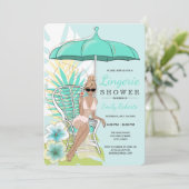 Blauwe lingerie douche blonde bruid kaart (Staand voorkant)