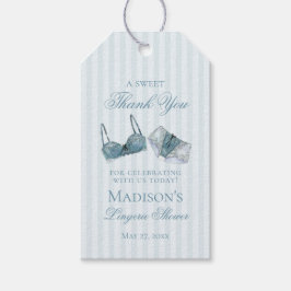 Blauwe lingerie douche bruidsfeest favor cadeaulabel