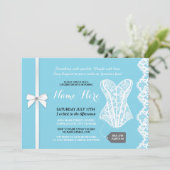 Blauwe Lingerie Douche Nodig Lace Bruids Party Kaart (Staand voorkant)