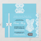Blauwe Lingerie Douche Nodig Lace Bruids Party Kaart (Voorkant / Achterkant)