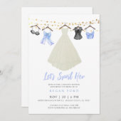 Blauwe Lingerie Feestuitnodiging met Trouwjurk Kaart (Voorkant / Achterkant)