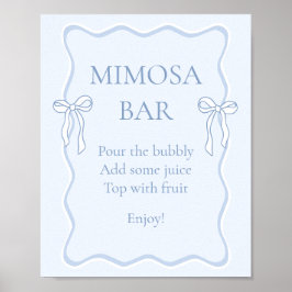 Blauwe Lint Bruidsfeest Mimosa Bar Poster