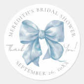 Blauwe Lint Bruidsfeestje Ronde Sticker (Voorkant)
