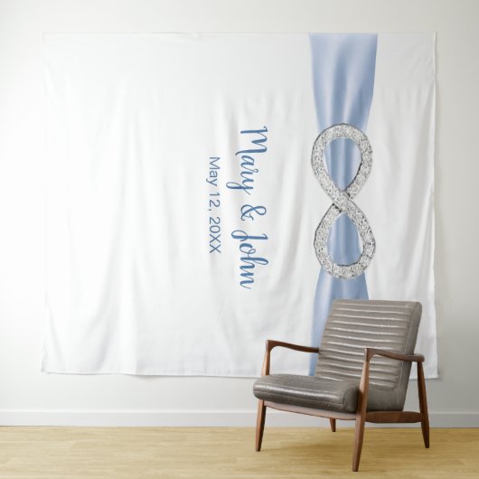 Blauwe Lint Diamant Oneindig Huwelijksachterdoek Wandkleed (In Situ (horizontaal))