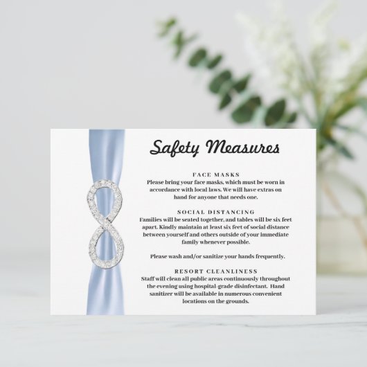 Blauwe Lint Diamant Oneindigheid Veiligheidsmaatre Informatiekaartje (Staand voorkant)