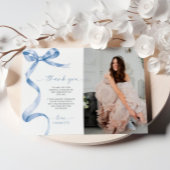 Blauwe Lint Foto Bedankkaart Kaart