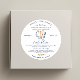 Blauwe Lint Keukengerei Kookhuisje Voedselwet Bakk Ronde Sticker