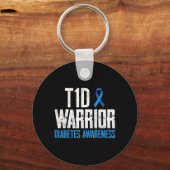 Blauwe Lint T1d Warrior Diabetes Bewustzijn Sleutelhanger (Voorkant)