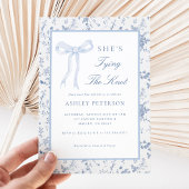 Blauwe Lint Toile Zij Knoop Het Bruidsmeisje Bruil Kaart