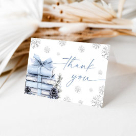Blauwe Lint Winter Baby Shower, Een Nieuw Hoofdstu Bedankkaart