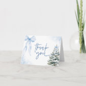Blauwe Lint Winter Baby Shower Sneeuwvlok Feestdag Bedankkaart (Voorkant)