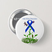 Blauwe lintbloem Kinderontsteking Preventie knop Ronde Button 5,7 Cm (Voorkant /achterkant)