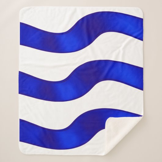 Blauwe lintdeken met een witte achtergrond. sherpa deken (Voorkant)
