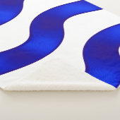 Blauwe lintdeken met een witte achtergrond. sherpa deken (3/4)