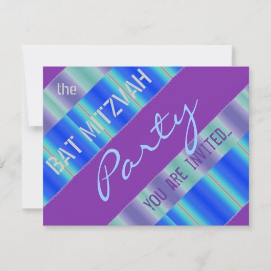 Blauwe linten Bat Mitzvah Kaart (Voorkant)