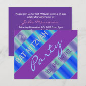 Blauwe linten Bat Mitzvah Kaart (Voorkant / Achterkant)
