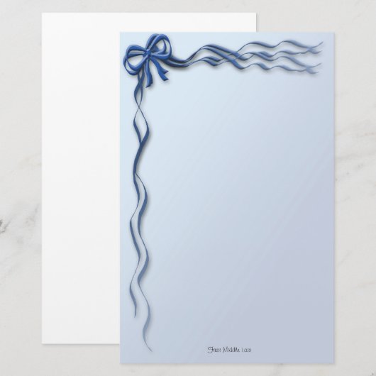 Blauwe linten en bogen briefpapier (Voorkant / Achterkant)