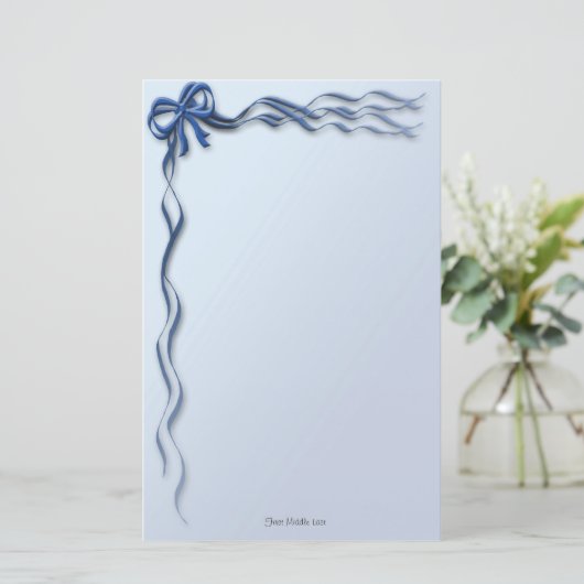 Blauwe linten en bogen briefpapier (Staand voorkant)