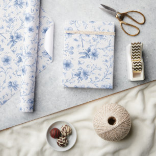 Blauwe linten en strikken Toile Coquette patroon  Cadeaupapier