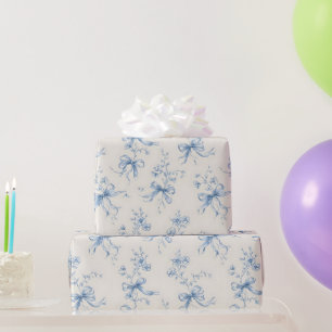 Blauwe linten en strikken Toile Coquette patroon  Cadeaupapier