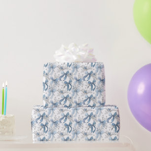 Blauwe linten en strikken Toile Coquette patroon  Cadeaupapier