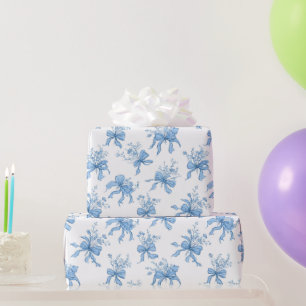 Blauwe linten en strikken Toile Coquette patroon  Cadeaupapier